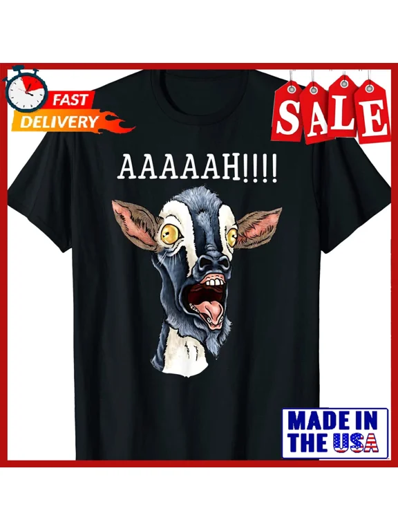HOT-AAAH! Funny Screaming Goat Humor Meme Goat Lovers T-Shirt Size S-5XL