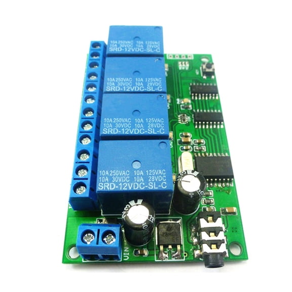 HOT! AD22B04 4 Channel Relay DTMF Tone Signal Decoder Remote Control Module 12V DC for PLC Smart Home