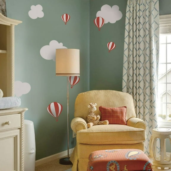 HOT AIR BALLOON WITH CLOUDS WALL DECAL