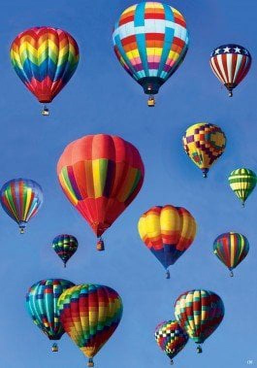 " HOT AIR BALLOONS " Double Sided STANDARD Size Decorative Flag 28 X