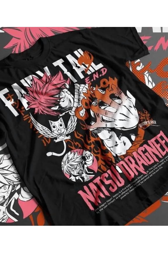HOT ANIME FAIRY TAIL NATSU DRAGNELL HIPHOP BLACK T SHIRT GIFT FOR FRIENDS