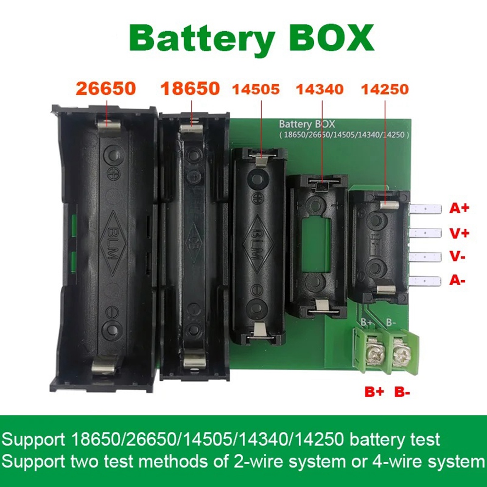 HOT! Battery Tester Case 4 & 2-Wire Terminal 18650 26650 14505 14340 ...