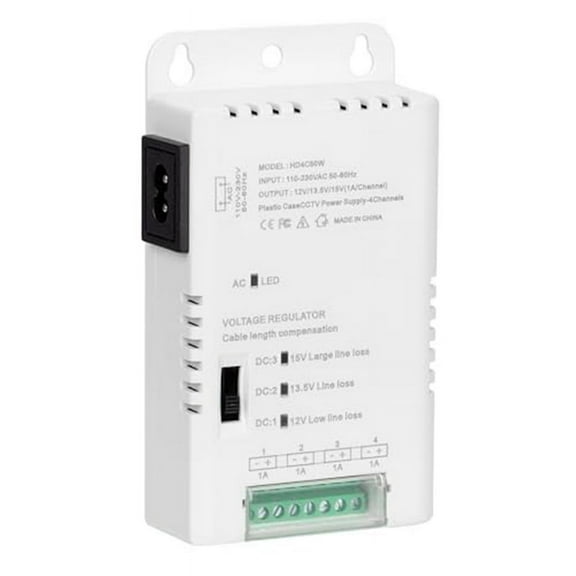HOT CCTV Camera Power Supply Distribution 90V-264VAC Input to 12V-13.8-15VDC Output 4 Channel, HD4C50W