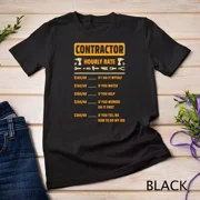 HOT-Contractor Hourly Rate Price Chart Labor Funny Gift Handyman Unisex T-shirt