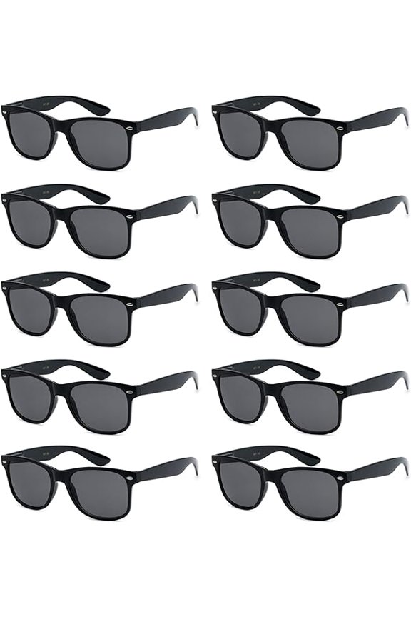 HOT DEAL 10 Pack Black Retro 80s Sunglasses
