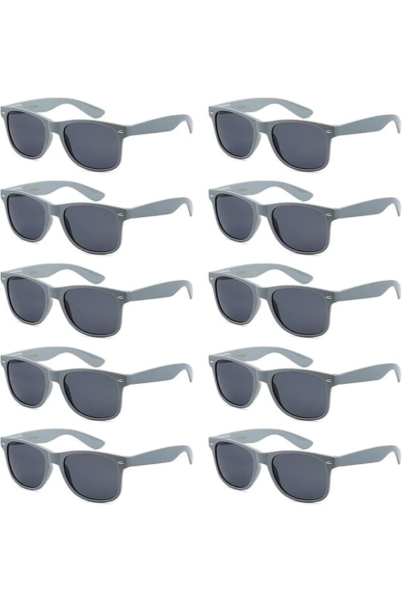 HOT DEAL 10 Pack Grey Retro 80s Sunglasses