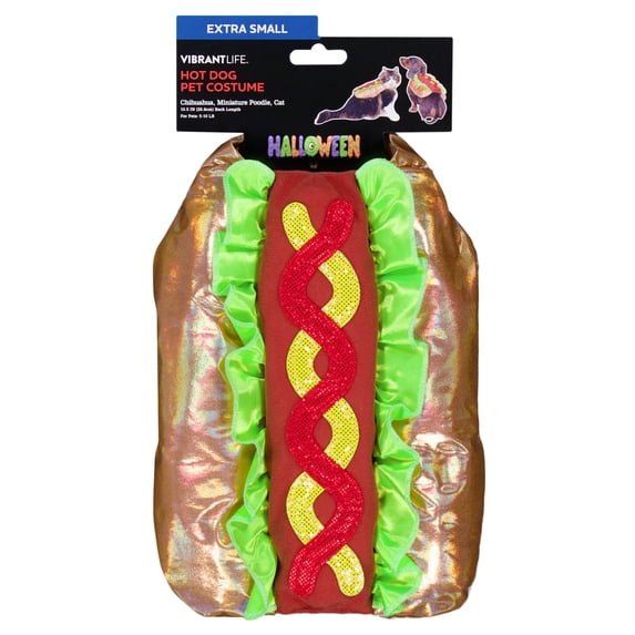 Vibrant Life Halloween Hot Dog Costume for Dogs and Cats, Multicolor, S