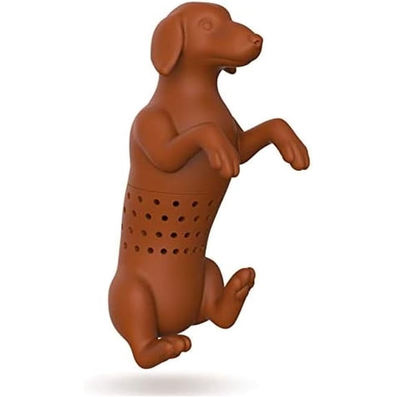 HOT DOG, Wiener Dog Reusable Silicone Tea Infuser, Brown, , Fun Gift for Tea Lovers, Clever Kitchen Gadget