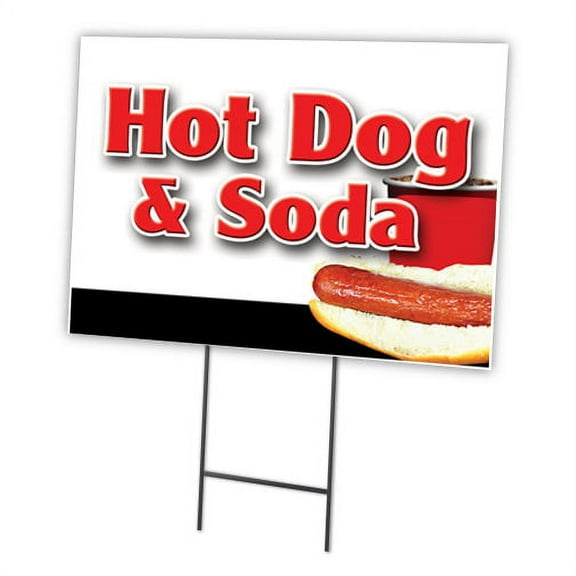 HOT DOGS & SODA COMBO 18"x24" Yard Sign & Stake hot dog cart | Advertise Your Business | Stake Included Image On Front Only | Made in The USA