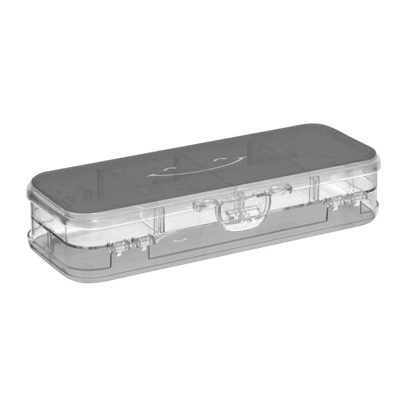 HOT! Double Layer Clear Pencil Box (6 Compartments) - 21.2" Large Capacity PET Storage Case w/Removable Dividers for Office, Travel SuppliesBlack Smiley Face
