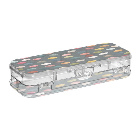 HOT! Double Layer Clear Pencil Box (6 Compartments) - 21.2" Large Capacity PET Storage Case w/Removable Dividers for Office, Travel Supplies，Colorful Dots