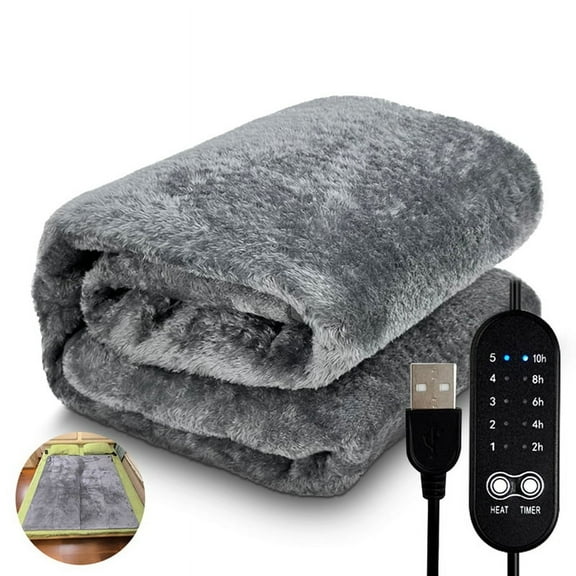 Electric Heating Blanket USB Heater Blanket Plush Winter Warm-Up Adjustable Temperature Timing Heating Pad 150x160cm