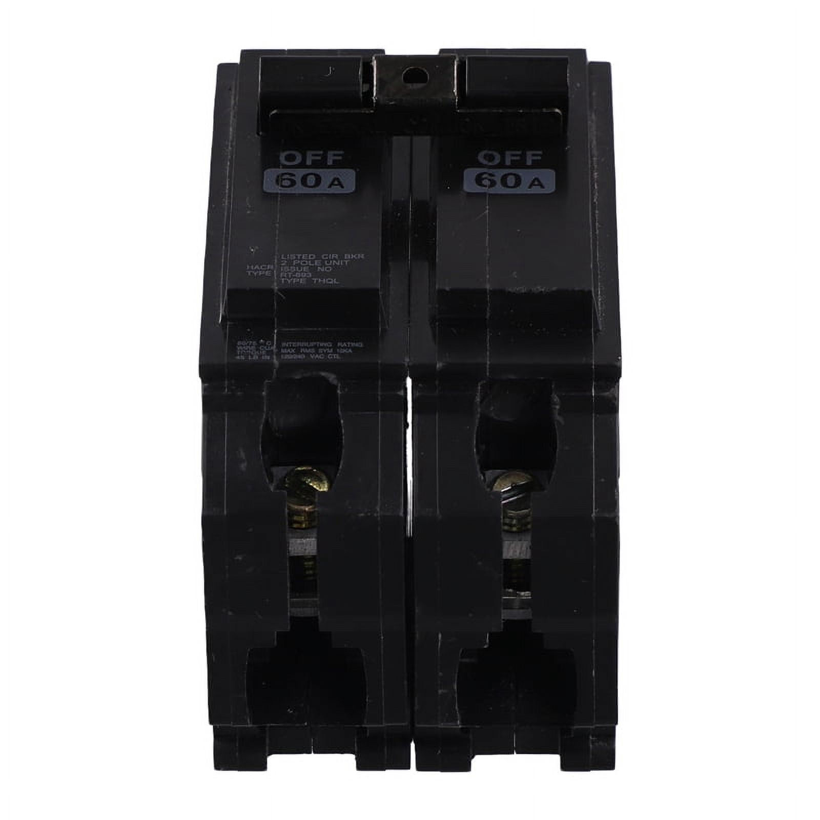 HOT Electrical 60A 2 Pole HO Circuit Breaker,US Standard Miniature Black Breaker 120/240V US Plug