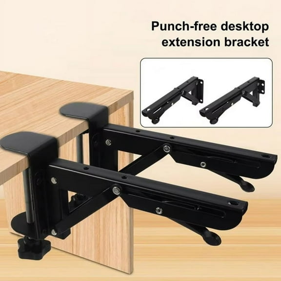 Foldable Desktop Bracket 2Pcs Adjustable Desk Edge Rack Punch-Free Metal Home Office Organizer Computer Extension