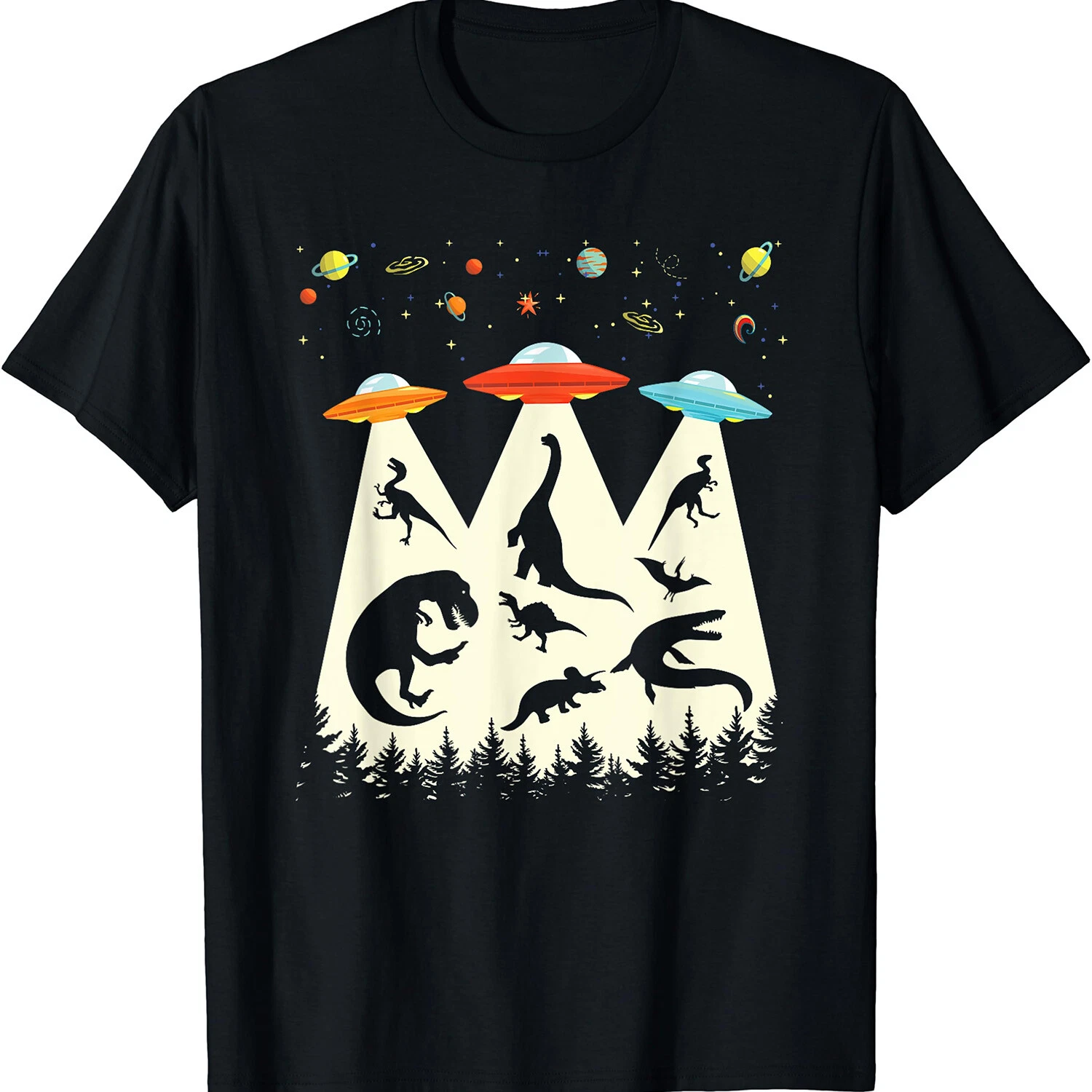 HOT-Funny Dinosaur Ufo Lover Vintage Alien Abduction Unisex T-Shirt ...