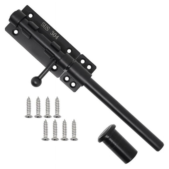 Heavy Duty Slide Bolt Gate Latch with A Padlock, Horizontal Floor Hardware and Lockable (Black,10 Inch)