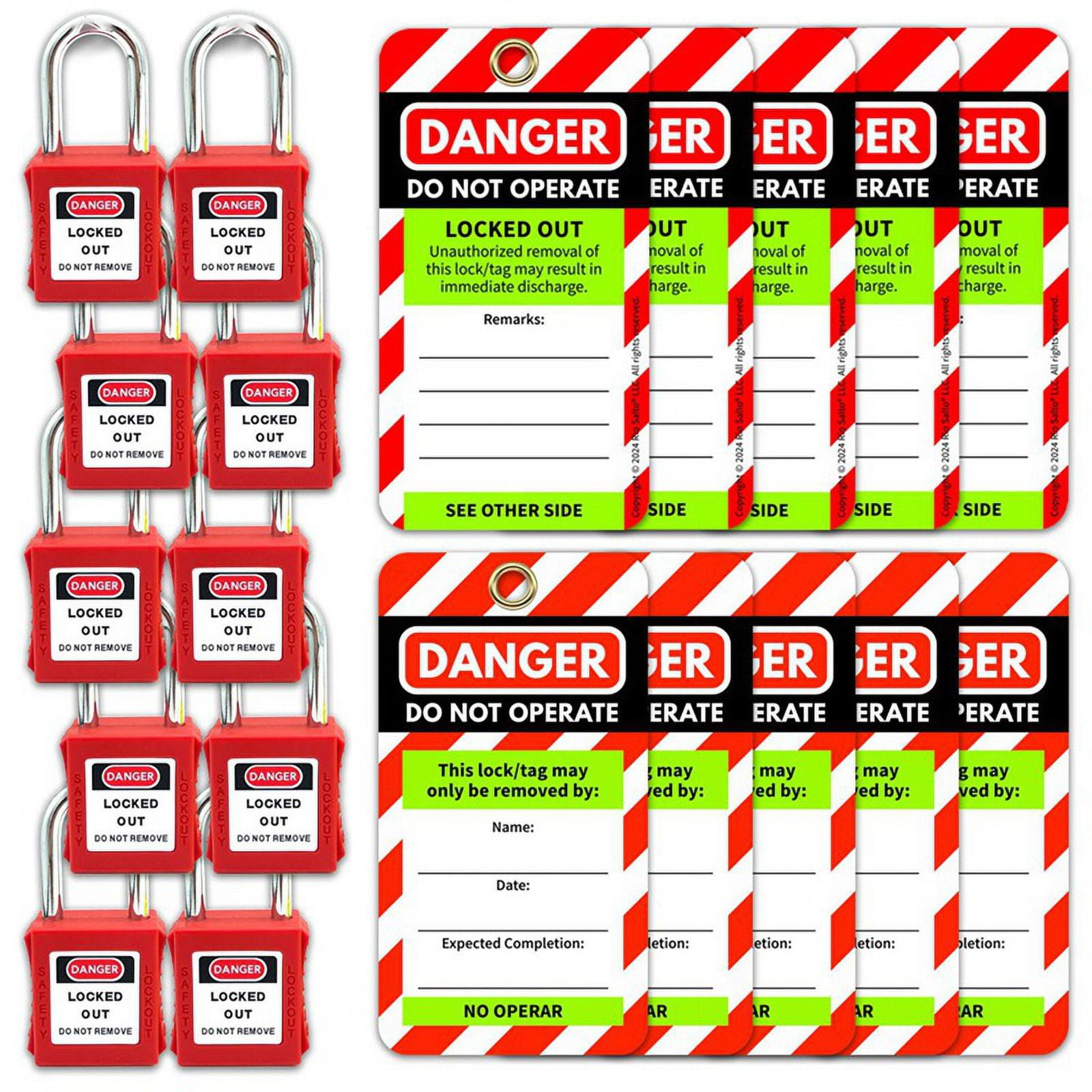 HOT Lockout Tagout Tags and Padlocks Red Safety Tag Easy Identification ...