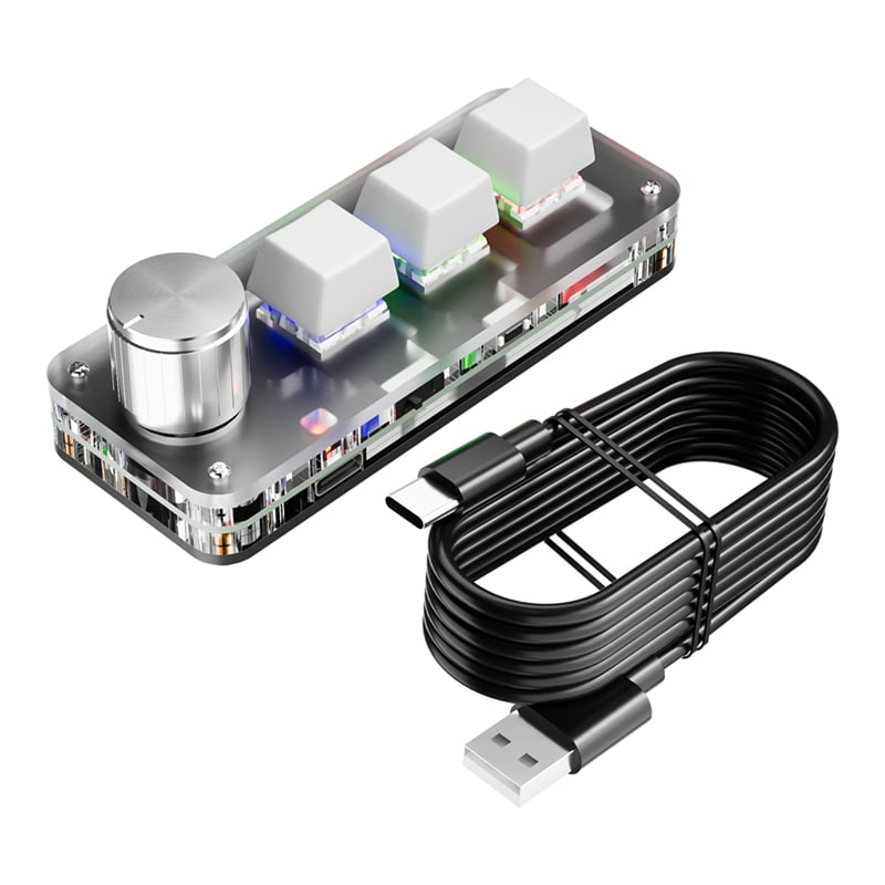 HOT! Mini Mechanical Keyboard 3 Key 1 Knob Macro Custom Gaming Programming Bluetooth Keypads White