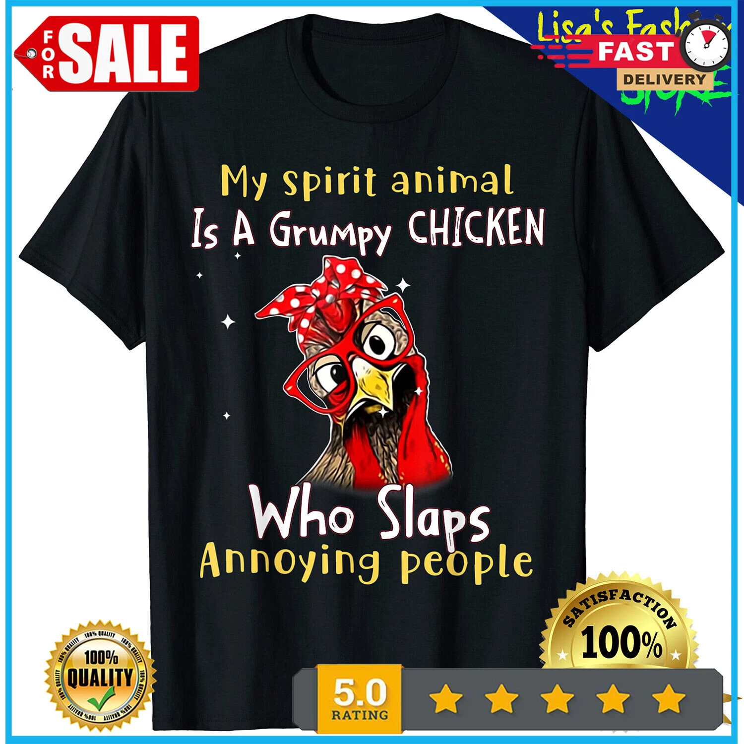 HOT-My Spirit Animal Is A Grumpy Chicken Funny T-Shirt - Walmart.com