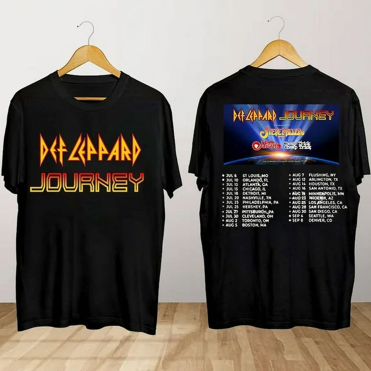 HOT NEW CIEN 2SIDE ,Def Leppard And Journey Summer Stadium Tour 2024 T