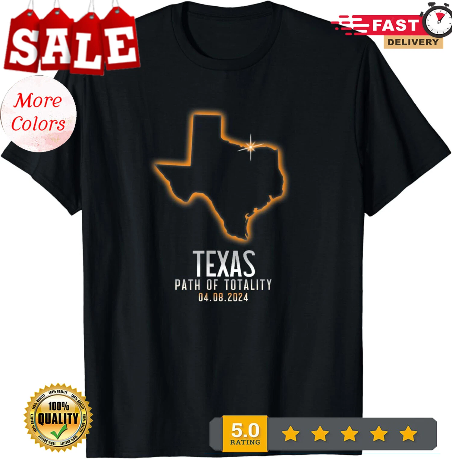 HOT-NEW LIMITED Map Of Texas Of Totality 4.8.24 Total Solar Eclipse T ...