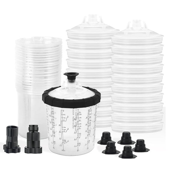 HOT Paint SprayerGun Cup System for Automotive Paint,20 Pack Standard Size Lids and Liners Kit,Standard 20Ounce (600ml) Kit