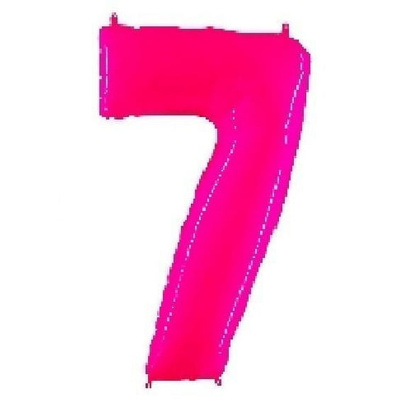 HOT Pink Highlighter Bright Fluorescent Neon 40" Number 7 7th Seven Seventh Shape Mylar Film Balloon