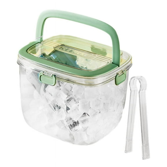 Portable Ice Bucket for Freezer with Lid & Ice Tong for Outdoor Camping, Clear Refrigerator Storage Bin