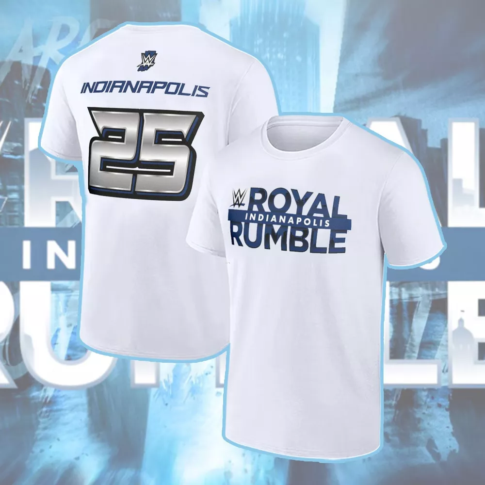 HOT ProSphere White Royal Rumble 2025 WWE Flame Indianapolis Tshirt