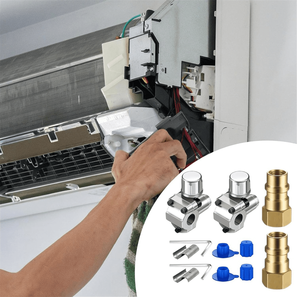 2 x R134a koelmiddel & slang & adapter HP/LP