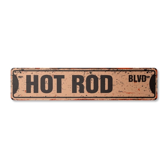HOT ROD Vintage Aluminum Street Sign race car new collector automobile rustic metal tin | Indoor/Outdoor | 18" Wide