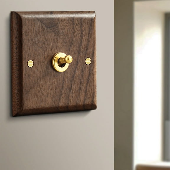 HOT! Retro American Industrial Style Light Switch Socket, Solid Wood Brass Toggle Plate, Antique Home Stay Switch(1)