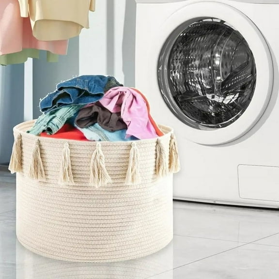 HOT Rope Baskets for Storage Woven Hamper Home Cotton Laundry Basket Medium Organizer