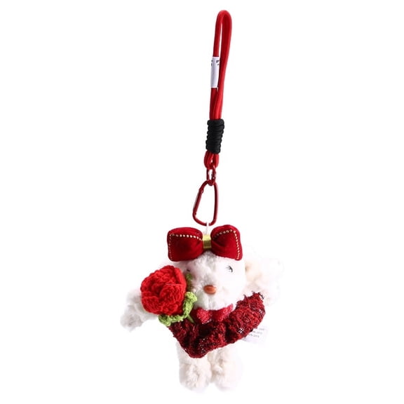 Rose New Year Valentine'S Day Bunny Doll Handmade Keychain Bag Pendant Gift