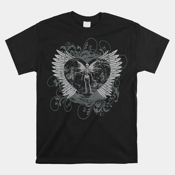 HOT SALE!! Aesthetic Y2K Fairy Wings Skeleton Alt Grunge T-shirt Size S-5XL