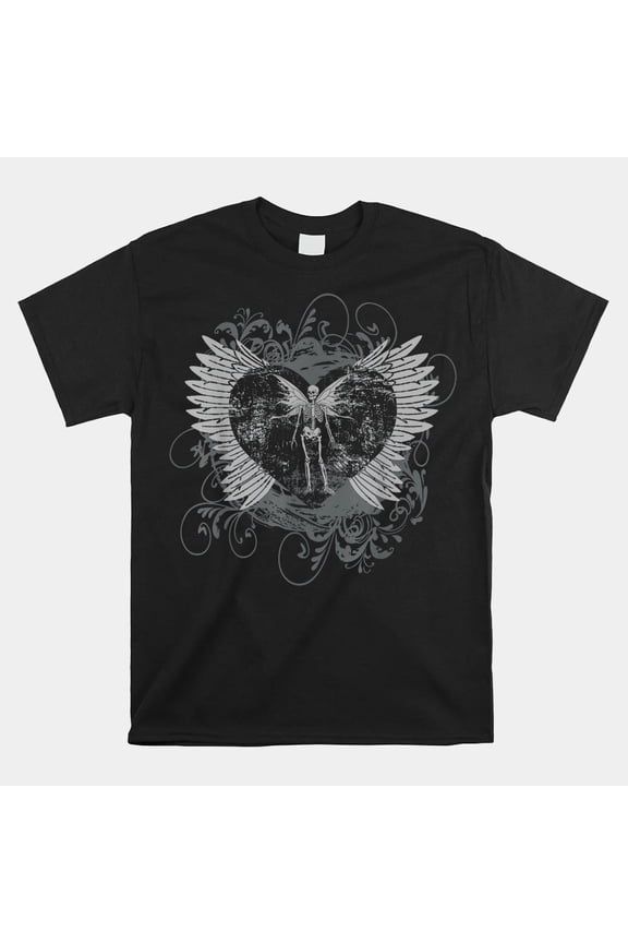 HOT SALE!! Aesthetic Y2K Fairy Wings Skeleton Alt Grunge T-shirt Size S-5XL