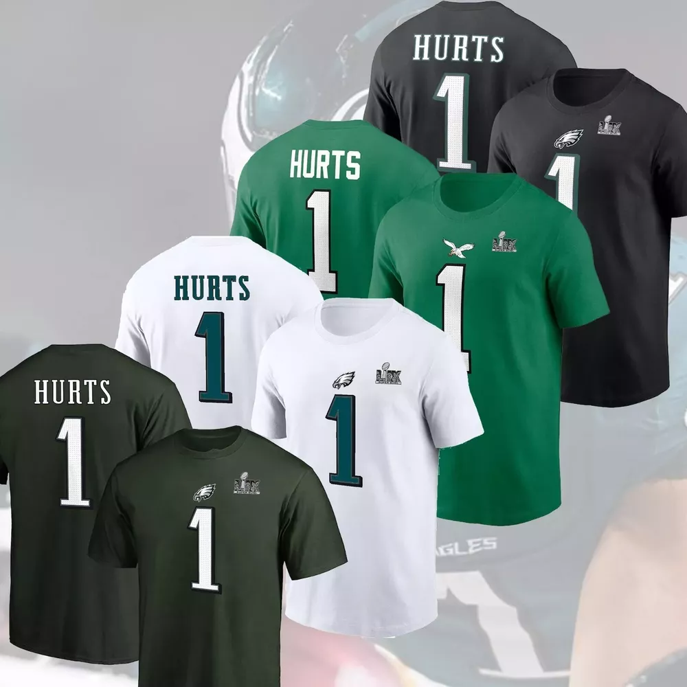 HOT SALE !! Jalen Hurts #1 Philadelphia Name & Number Super Bowl LIX ...