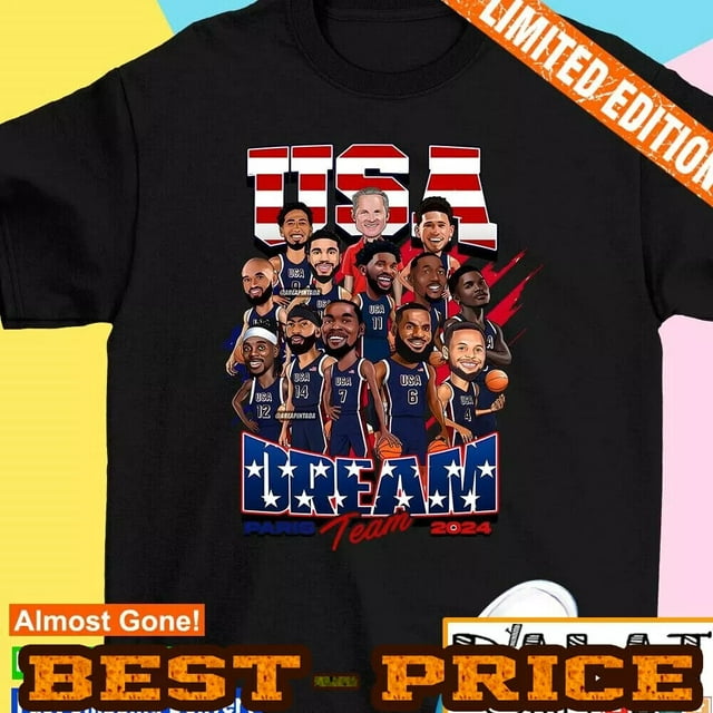 HOT SALE USA Dream Team Basketball Olympic Paris 2024 caricature shirt