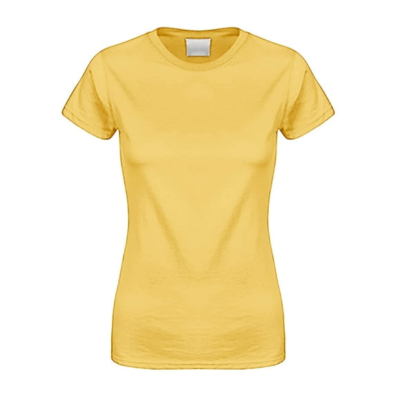 HOT SALE!!Women's Short Sleeve Sun Protection T-Shrit Slim Fit Outdoor Yoga Running Gym Workout Tops Women's Basic Cotton Crew Neck Slim Fit Tee Tunic Length T Shirt Gold M
