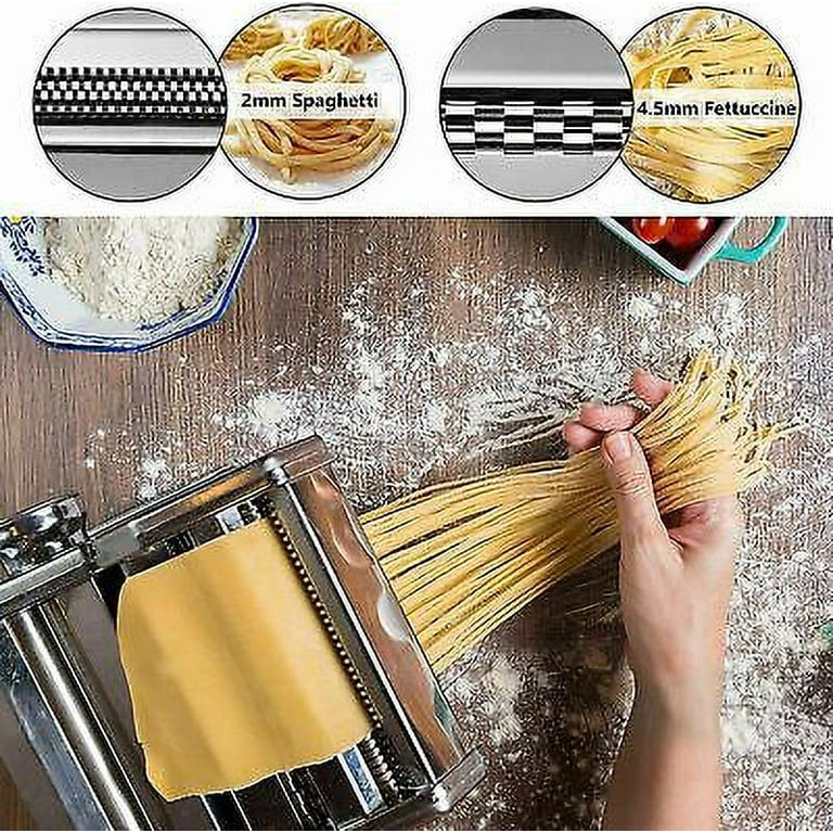 Pasta Maker Machine - Stainless Steel Roller for Fresh Spaghetti Fettuccine  Noodle Hand Crank Cutter