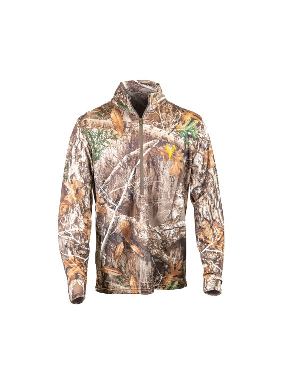 Men’s Camo 1/4 Zip Performance Shirt – Realtree Edge Long Sleeve Quarter Zip, Medium