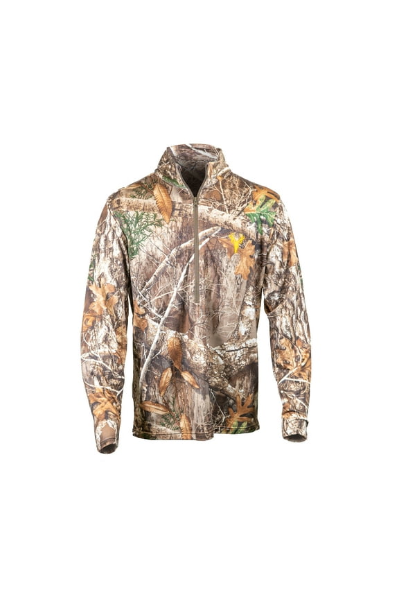 Men’s Camo 1/4 Zip Performance Shirt – Realtree Edge Long Sleeve Quarter Zip, XX-Large