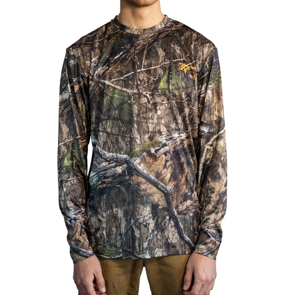 HOT SHOT Men's Camo Hunting Lightweight Performance Long Sleeve Shirt - Mossy Oak Country DNA, Large