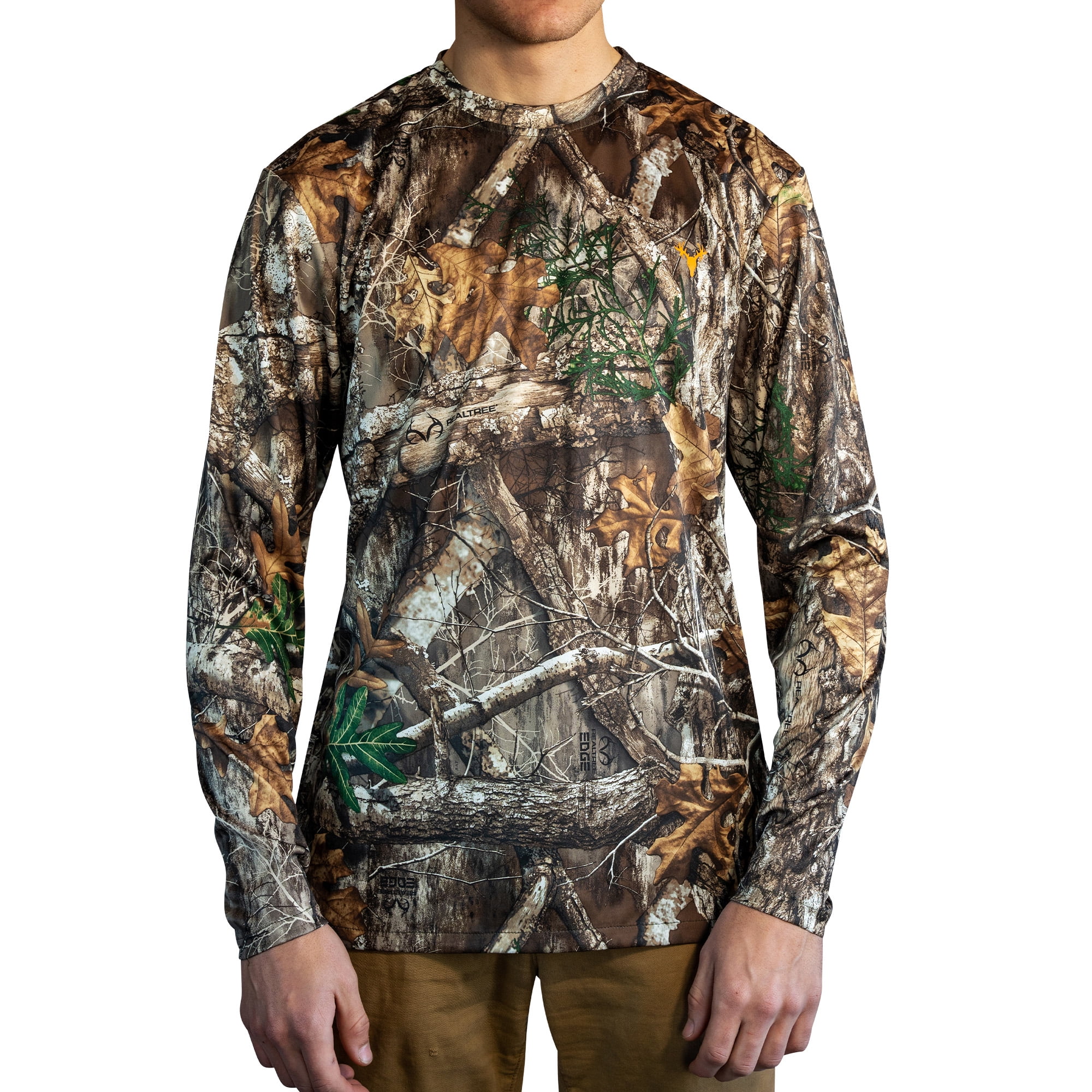 HOT SHOT Men's Camo Hunting Lightweight Performance Long Sleeve Shirt - Realtree Edge, Large