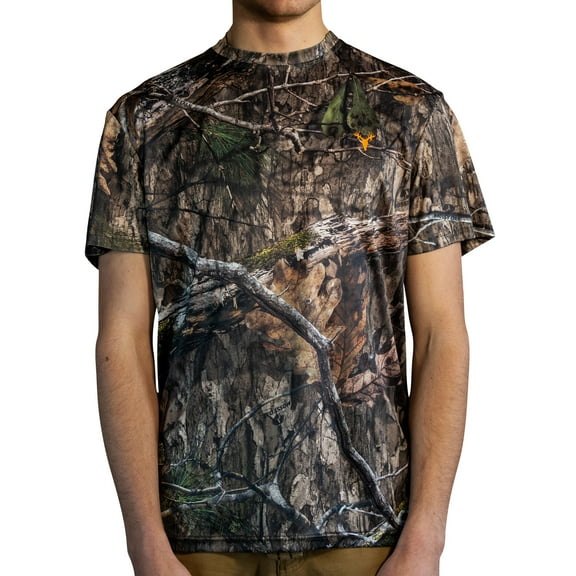 HOT SHOT Men's Camo Hunting Lightweight Performance Short Sleeve Shirt - Mossy Oak Country DNA, 2X-Large