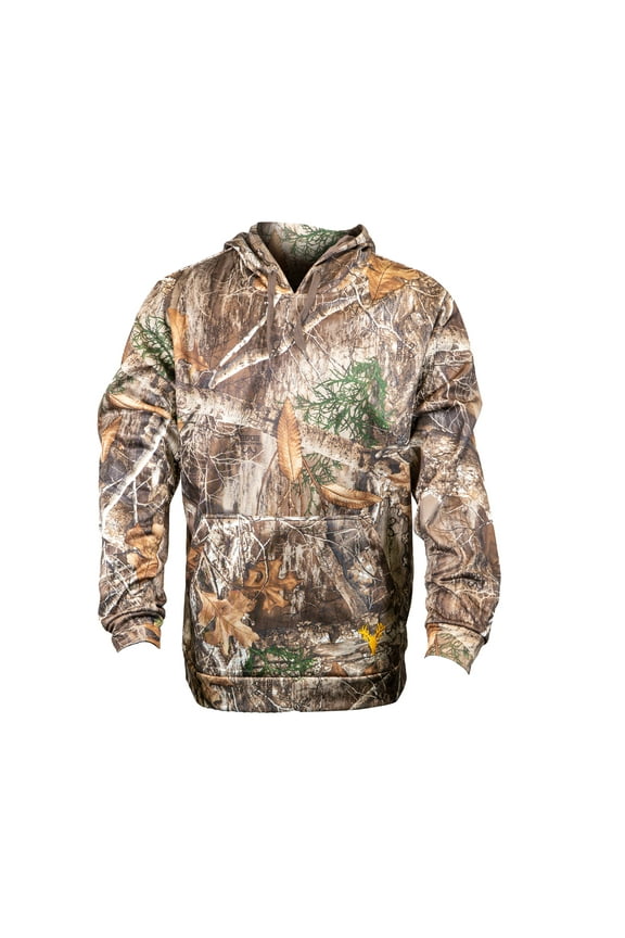 Men’s Camo Performance Fleece Hoodie – Realtree Edge Hoodie Hunting Pullover, Large