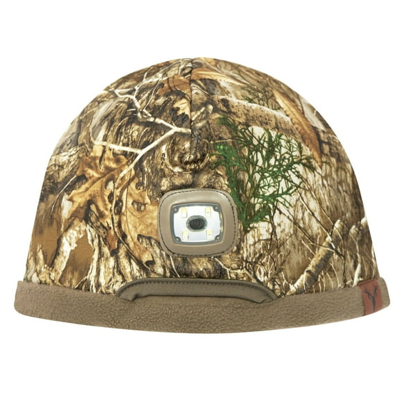 HOT SHOT Mens Camo Triton Rechargeable LED Lighted Fleece Beanie  Realtree Edge Outdoor Hunting