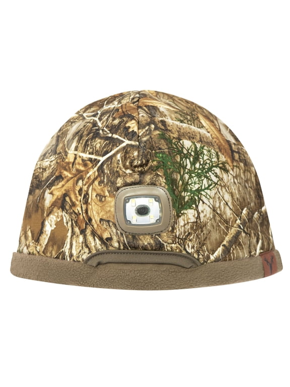 HOT SHOT Mens Camo Triton Rechargeable LED Lighted Fleece Beanie Realtree Edge Outdoor Hunting