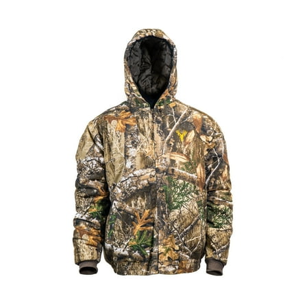 HOT SHOT Youth Insulated Twill Camo Hunting Jacket, Realtree Edge Camo with Cotton Shell, for cold weather, bird and deer hunting, Small
