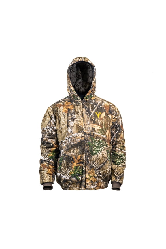 Youth Insulated Twill Camo Hunting Jacket, Realtree Edge Camo with Cotton Shell, for cold weather, bird and deer hunting, Small